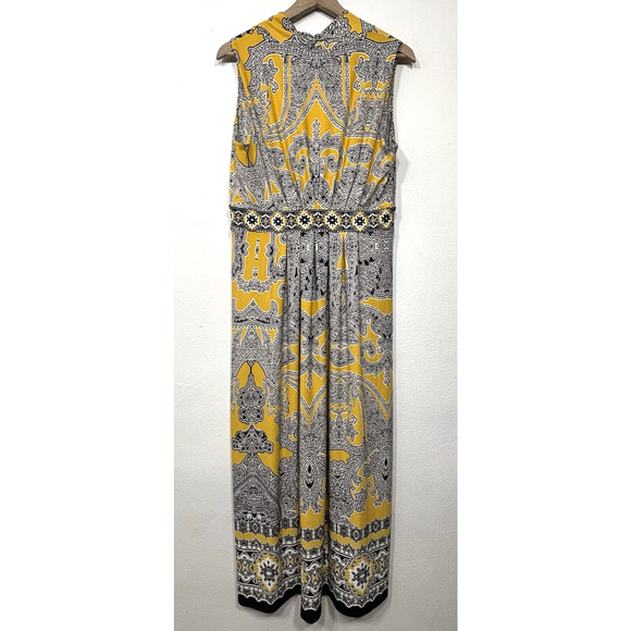 Chicos Pleated Paisley Medallion Maxi Dress Size 1 (8/10) Classic Royal Regency - Picture 3 of 10